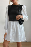 Round Neck Bubble Sleeve Shirt Dress