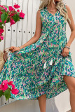 Ethnic Style Sleeveless V-Neck Printed Dress