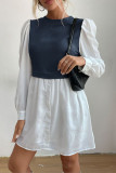Round Neck Bubble Sleeve Shirt Dress