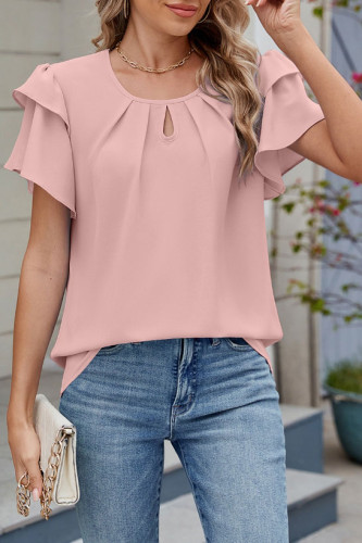 Round Neck Flying Sleeves Loose Chiffon Shirt