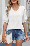 Solid Color V-Neck Short Sleeved T-Shirt