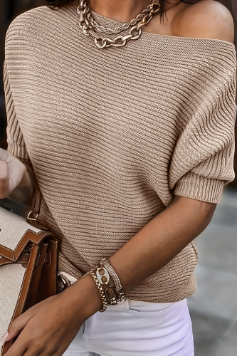 Cross Shoulder Versatile Short Sleeved Sweater