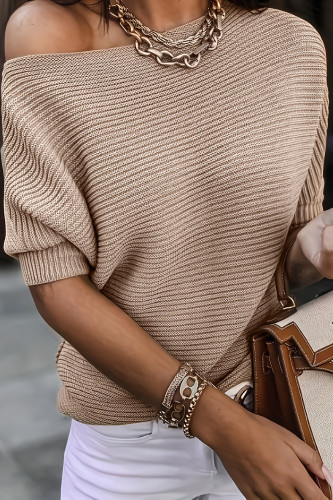 Cross Shoulder Versatile Short Sleeved Sweater