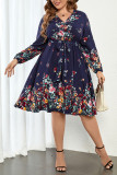 V-Neck Long Sleeved Floral Dress