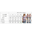 Printed Striped V-Neck Bat Sleeve T-Shirt