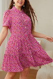 Pink Floral Loose Short Sleeve Dress