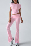 Solid Color Slim Fit Short Sleeved Pants Two-Piece Set