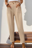 Pocket Elastic Waist Small Leg Casual Pants