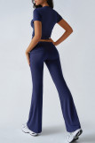 Solid Color Slim Fit Short Sleeved Pants Two-Piece Set