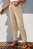 Pocket Elastic Waist Small Leg Casual Pants