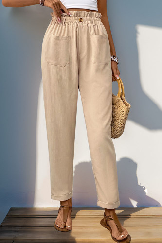 Pocket Elastic Waist Small Leg Casual Pants