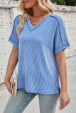 V-Neck Batball Sleeve Slit Pullover T-Shirt