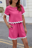 Round Neck Short Sleeved T-Shirt Shorts Two-Piece Set
