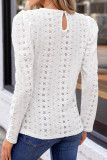 Hollow Out Casual Long Sleeved Lace T-Shirt