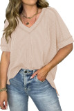 V-Neck Batball Sleeve Slit Pullover T-Shirt