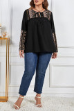 Round Neck Patchwork Printed Long Sleeved Shirt