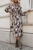 Bow Tie Zebra Print Long Sleeved Dress