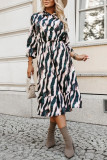Bow Tie Zebra Print Long Sleeved Dress