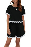 Round Neck Short Sleeved T-Shirt Shorts Two-Piece Set