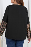 Round Neck Patchwork Printed Long Sleeved Shirt