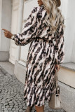 Bow Tie Zebra Print Long Sleeved Dress