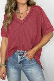 V-Neck Batball Sleeve Slit Pullover T-Shirt