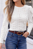 Hollow Out Casual Long Sleeved Lace T-Shirt