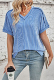 V-Neck Batball Sleeve Slit Pullover T-Shirt