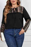 Round Neck Patchwork Printed Long Sleeved Shirt
