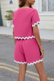 Round Neck Short Sleeved T-Shirt Shorts Two-Piece Set