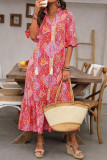 Summer Printed Lace Up Ruffle Edge Dress