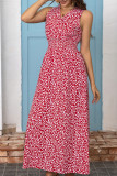 Beach V-Neck Floral Cinched Sleeveless Dress