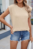 Summer Round Neck Solid Color Sleeveless T-shirt