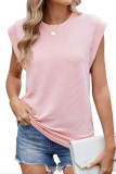 Summer Round Neck Solid Color Sleeveless T-shirt