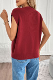 Red Round Neck Short Sleeved Knitted Cardigan Sweater