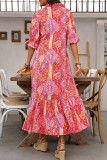Summer Printed Lace Up Ruffle Edge Dress