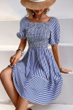 Summer Bubble Short Sleeve Striped Dress