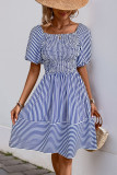 Summer Bubble Short Sleeve Striped Dress