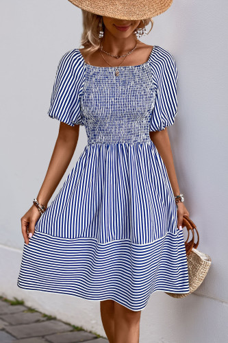Summer Bubble Short Sleeve Striped Dress