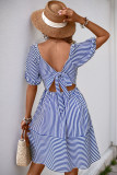 Summer Bubble Short Sleeve Striped Dress