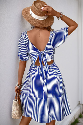Summer Bubble Short Sleeve Striped Dress