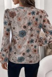 Leopard Print V-Neck Long Sleeved Shirt
