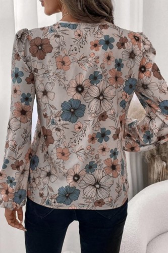 Leopard Print V-Neck Long Sleeved Shirt