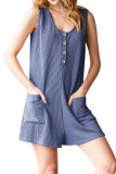 Summer Solid Color Sleeveless Jumpsuit