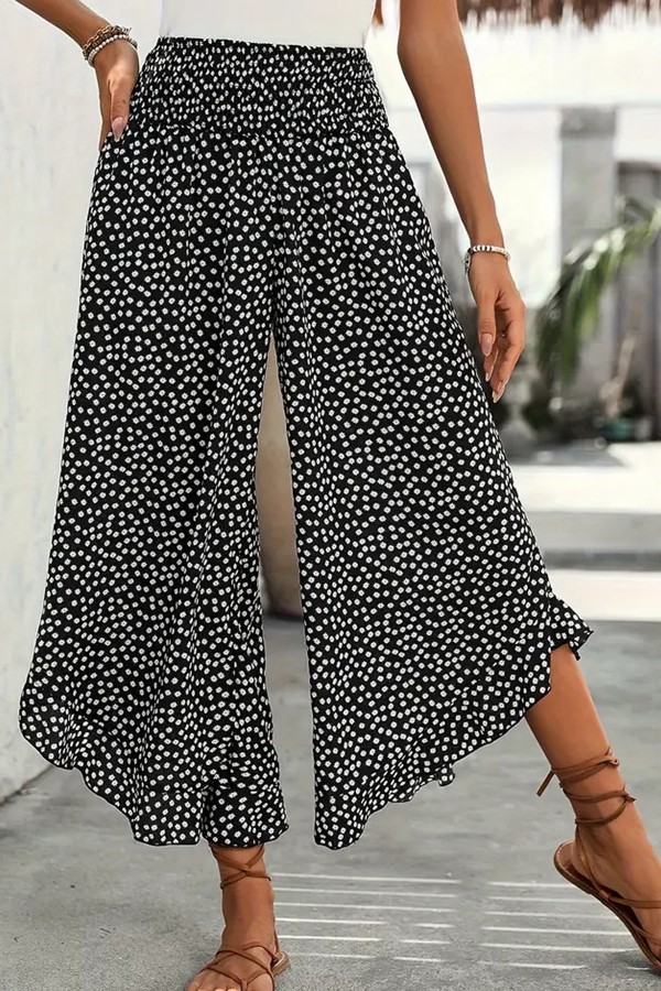 High Waisted Polka Dot Loose Wide Leg Pants