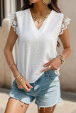 Summer Swiss Dot Lace Short Sleeve T-Shirt