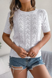 Solid Color Hollow Short Sleeved Knitted Shirt