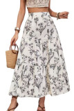 Plus Size Apricot Boho Floral Tiered Maxi Skirt
