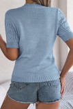 Solid Color Hollow Short Sleeved Knitted Shirt