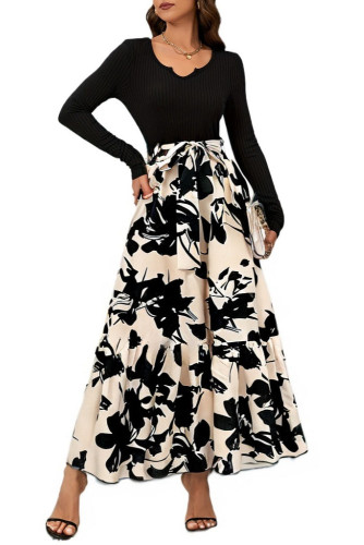 Flower Printed High Waisted Dress
